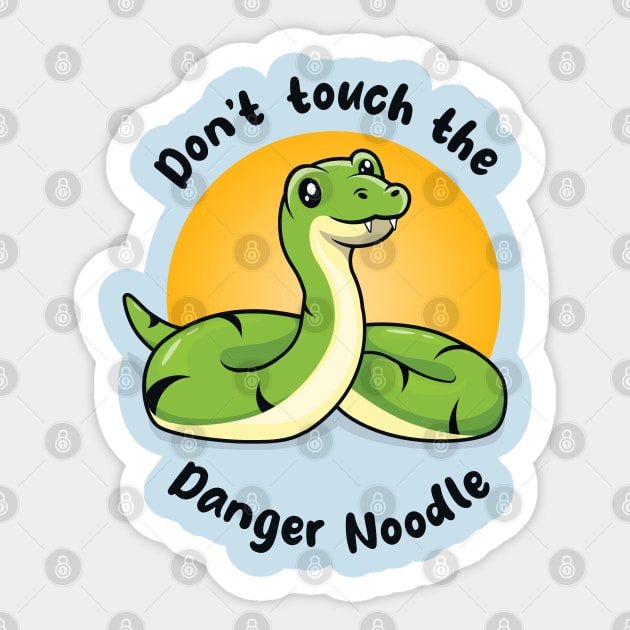 Don't touch the danger noodle (on dark colors) Sticker by Messy Nessie